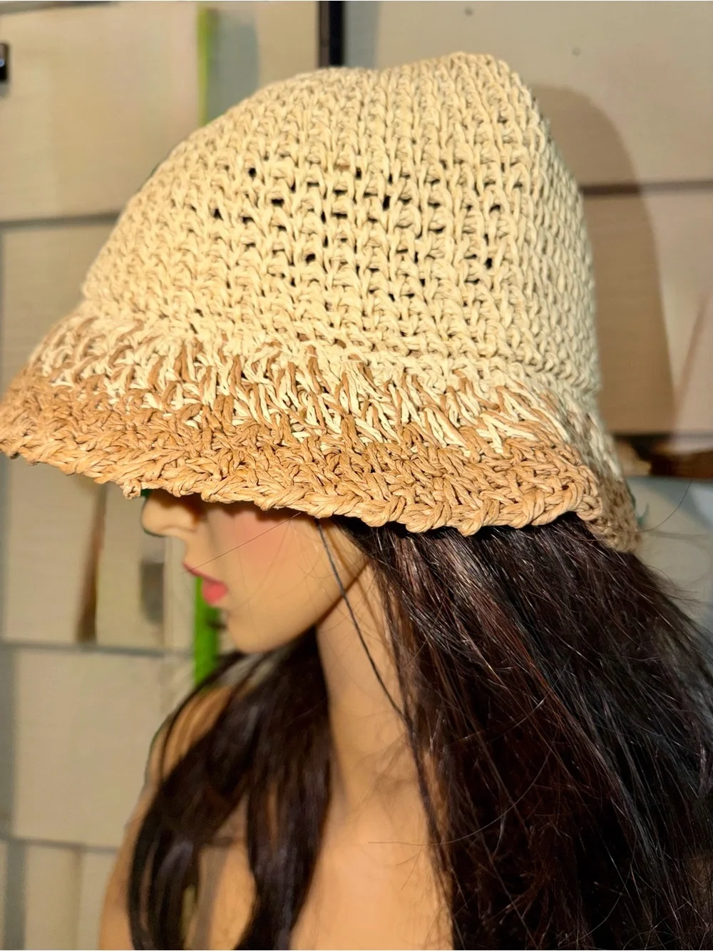 EUGENIA KIM Straw Two-Tone Crochet Bucket Hat - Picture 9 of 16